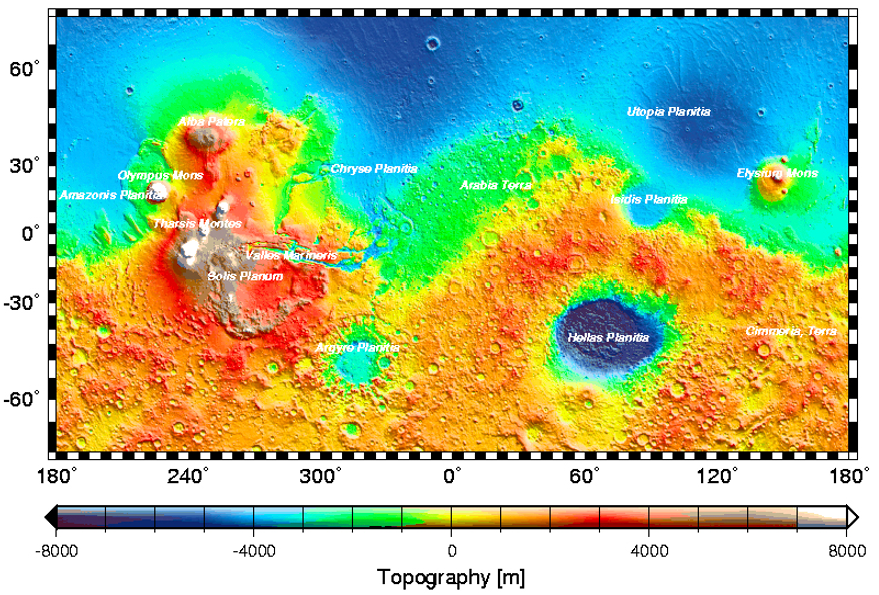  Cartographie des reliefs de Mars
